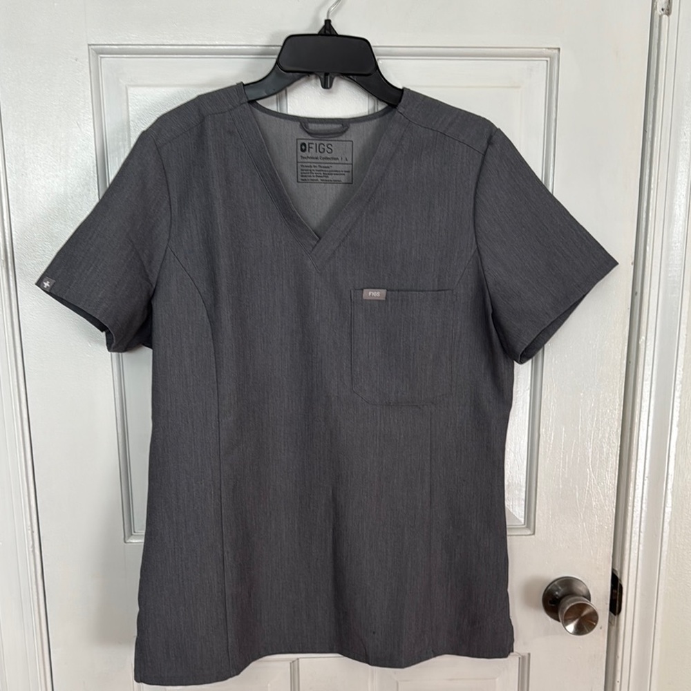 Figs Gray 1 pocket Scrub top